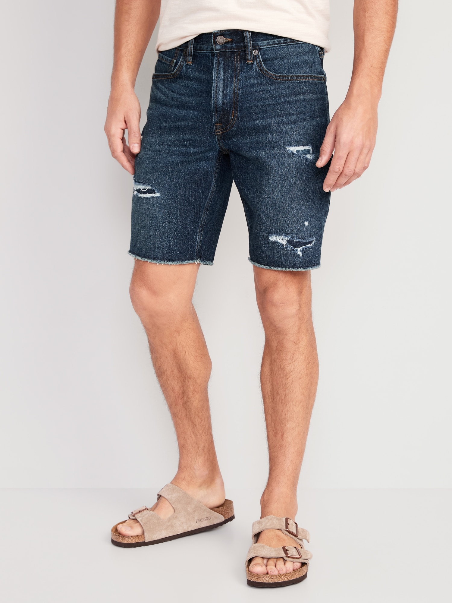 Old Navy Slim Built-In Flex Cut-Off Jean Shorts for Men -- 9.5-inch inseam blue. 1