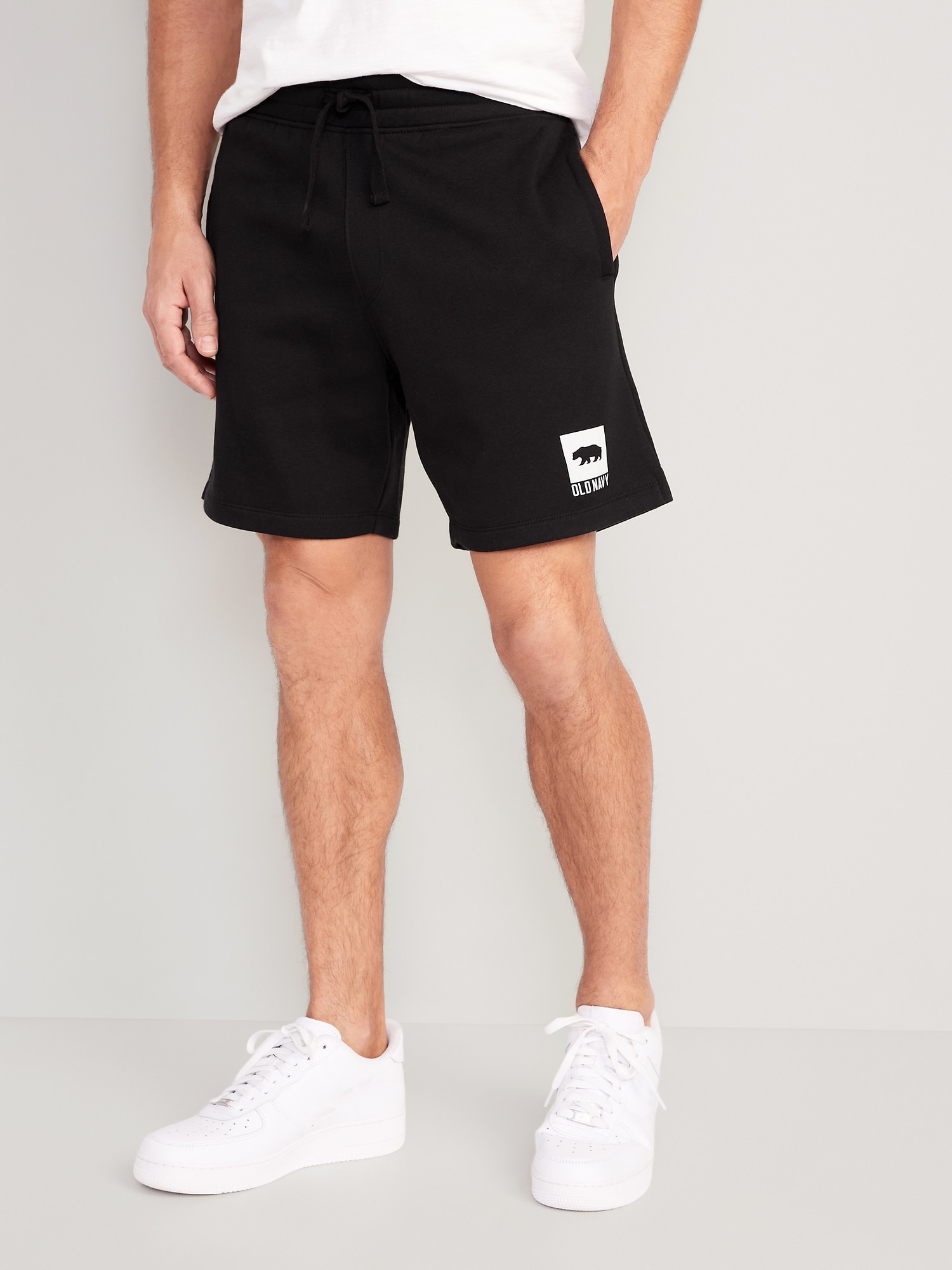 Old Navy Fleece Logo Shorts for Men -- 7-inch inseam black. 1