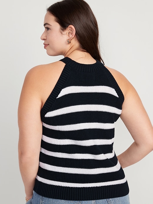 Image number 6 showing, Sleeveless Striped Shaker-Stitch Cropped Sweater