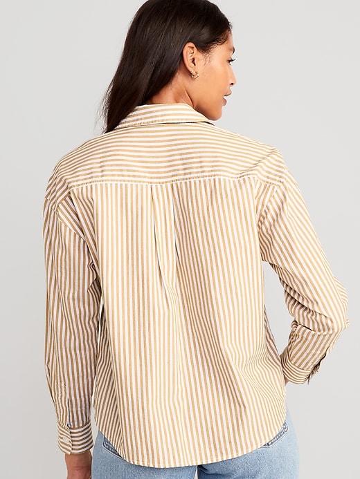 Image number 2 showing, Striped Cropped Utility Boyfriend Shirt