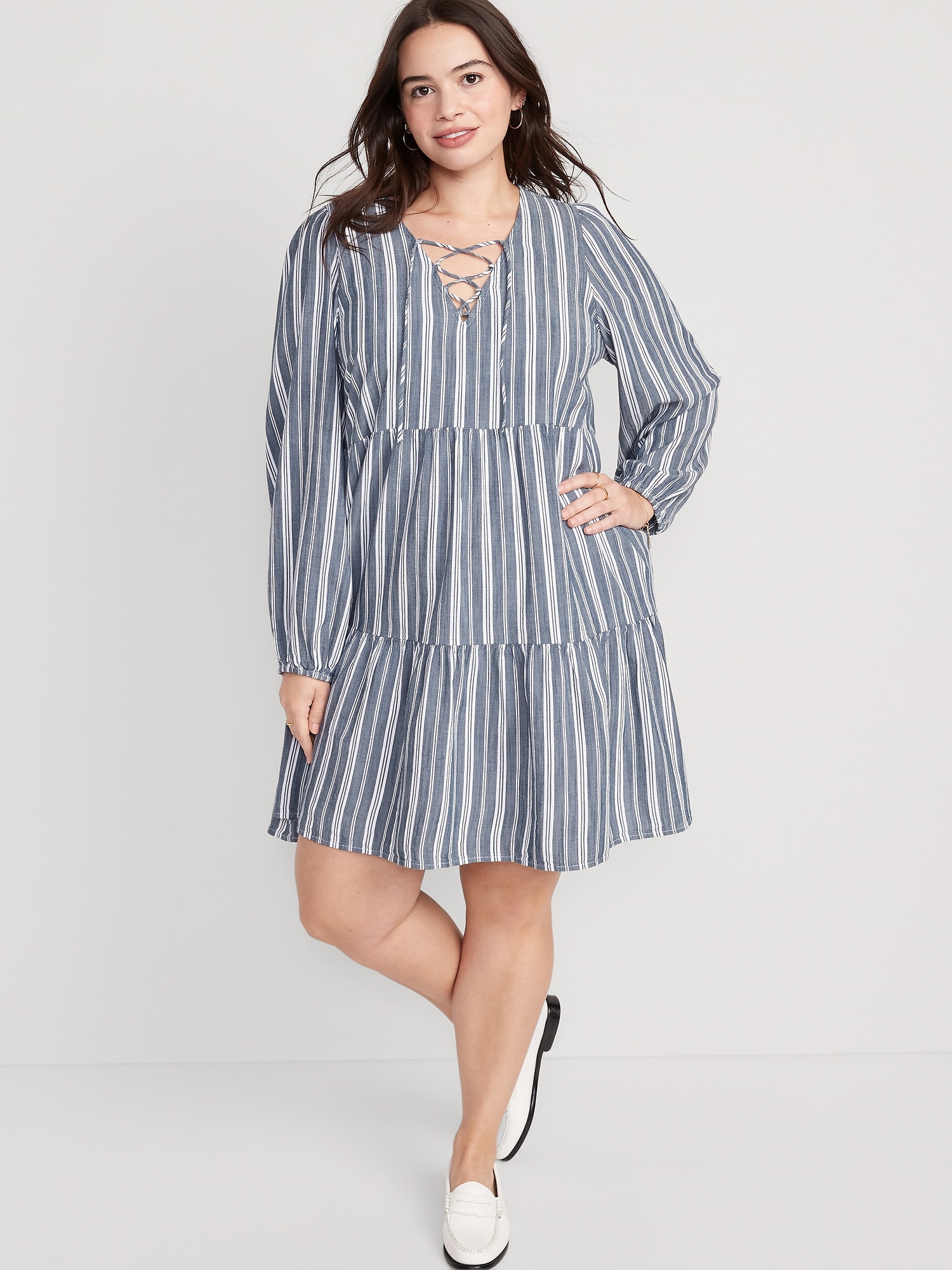 Blue and white clearance striped dress old navy