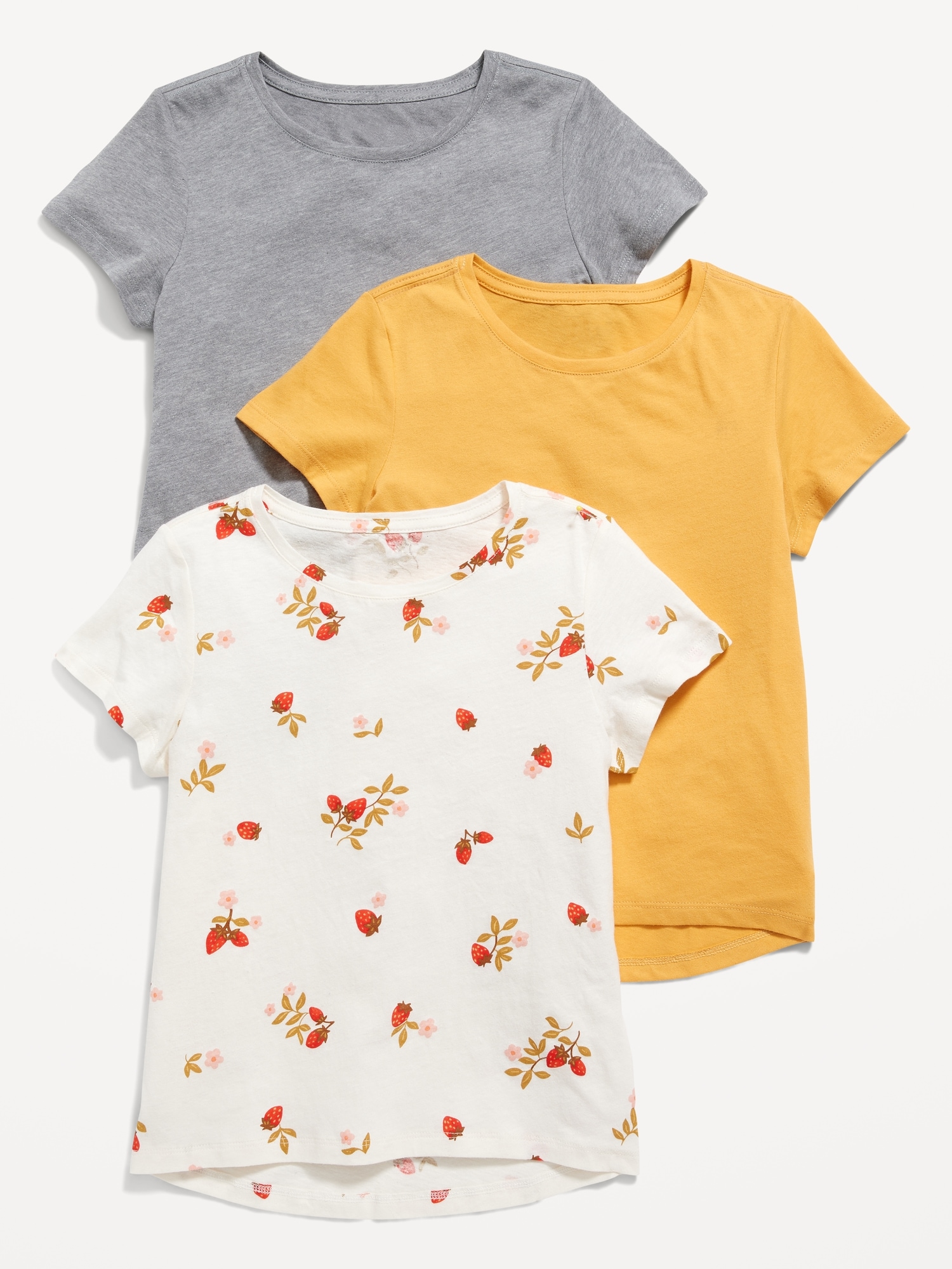 Old Navy Softest Printed T-Shirt 3-Pack for Girls yellow. 1