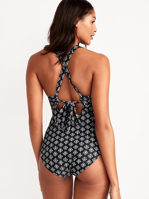 Image number 2 showing, Matching V-Neck One-Piece Swimsuit