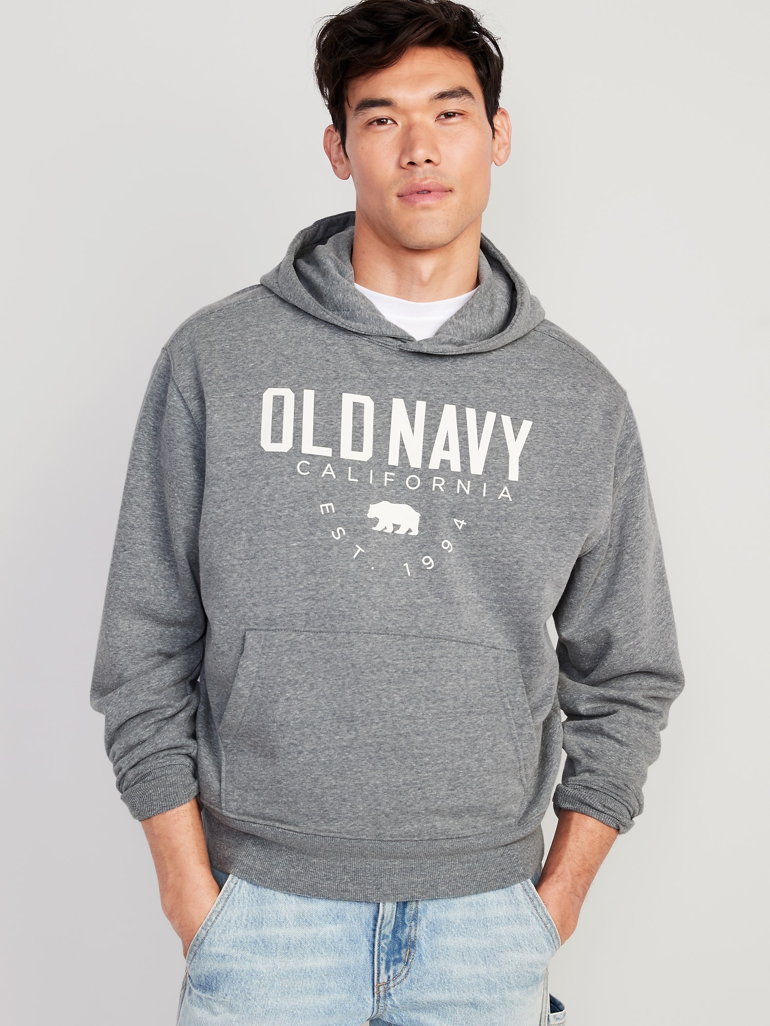 Old Navy Logo-Graphic Pullover Hoodie for Men gray. 1