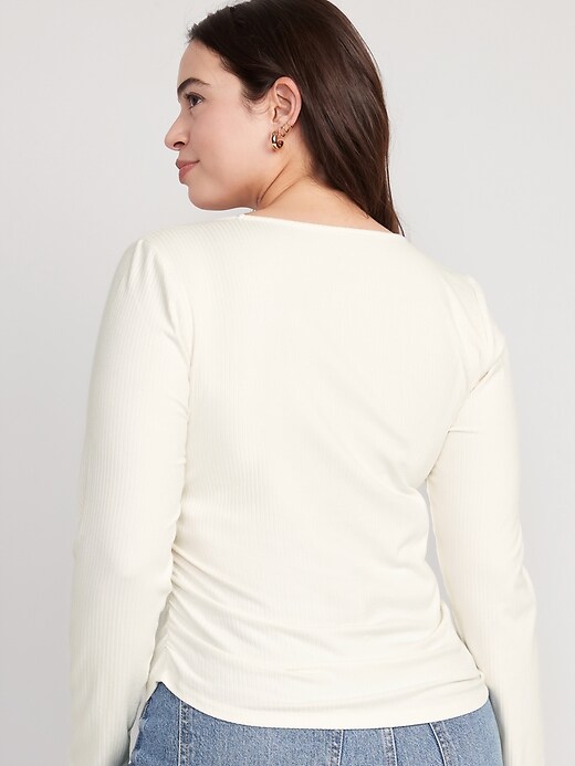 Image number 6 showing, Luxe Crop Rib-Knit Shirred Top