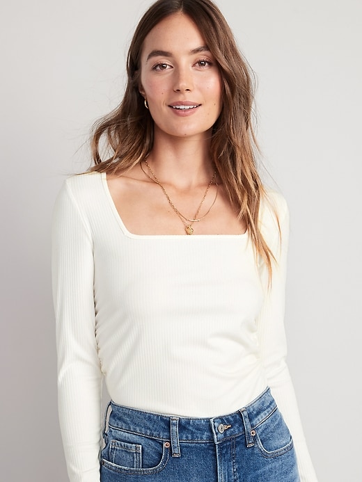 Image number 1 showing, Luxe Crop Rib-Knit Shirred Top