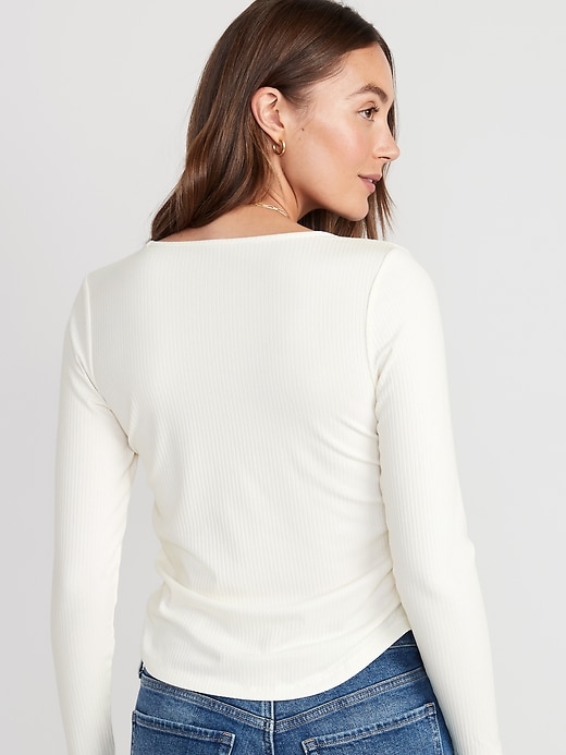 Image number 2 showing, Luxe Crop Rib-Knit Shirred Top