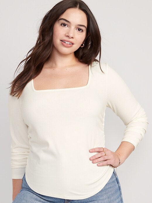Image number 5 showing, Luxe Crop Rib-Knit Shirred Top
