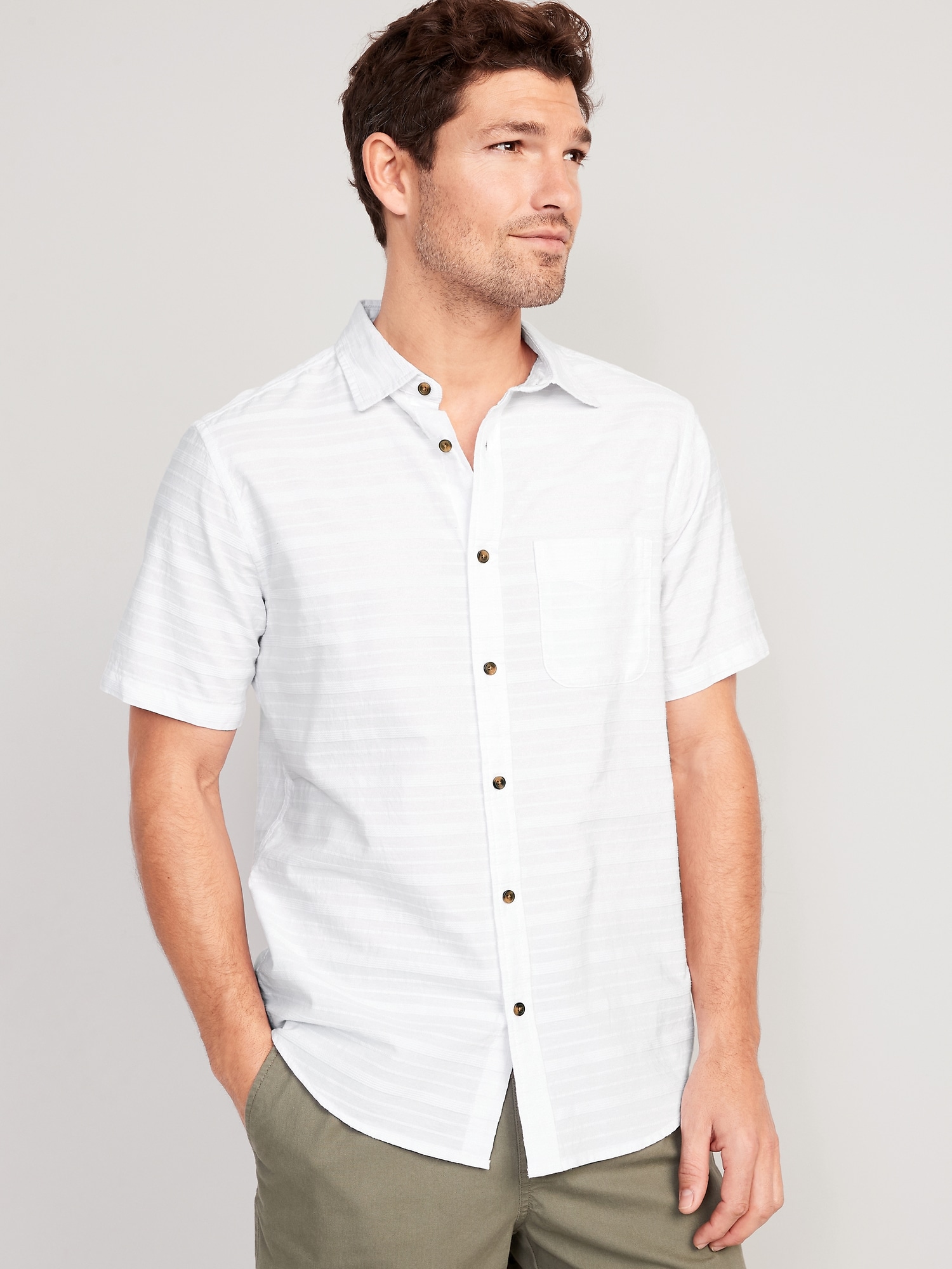 Regular-Fit Everyday Short-Sleeve Dobby Shirt