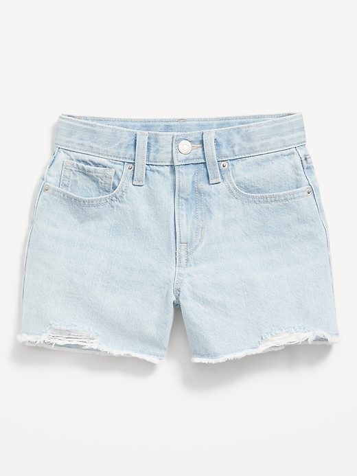 View large product image 1 of 3. High-Waisted Light-Wash Cut-Off Jean Shorts for Girls