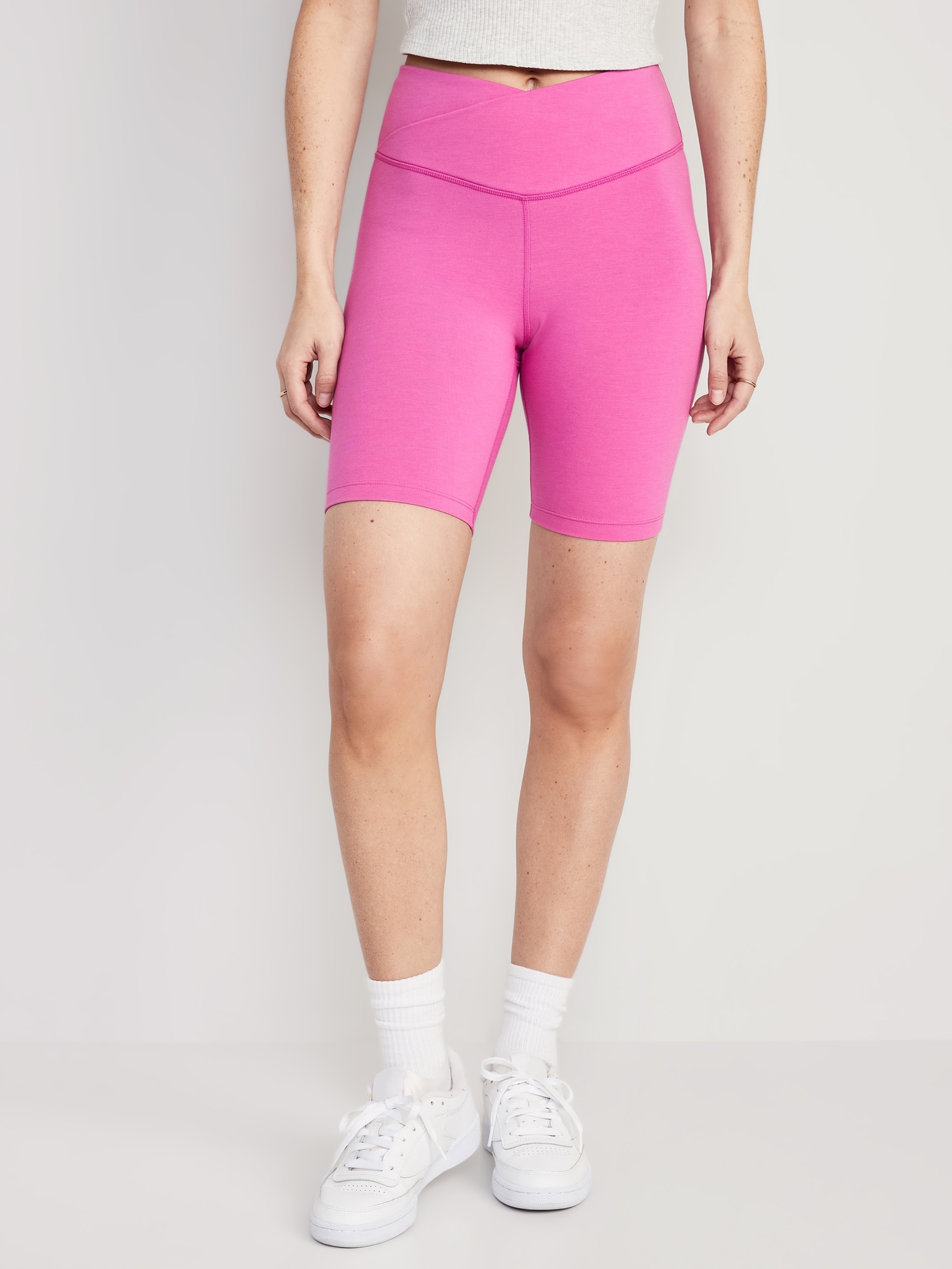 Old Navy Extra High-Waisted PowerChill Biker Shorts for Women -- 8-inch inseam pink. 1
