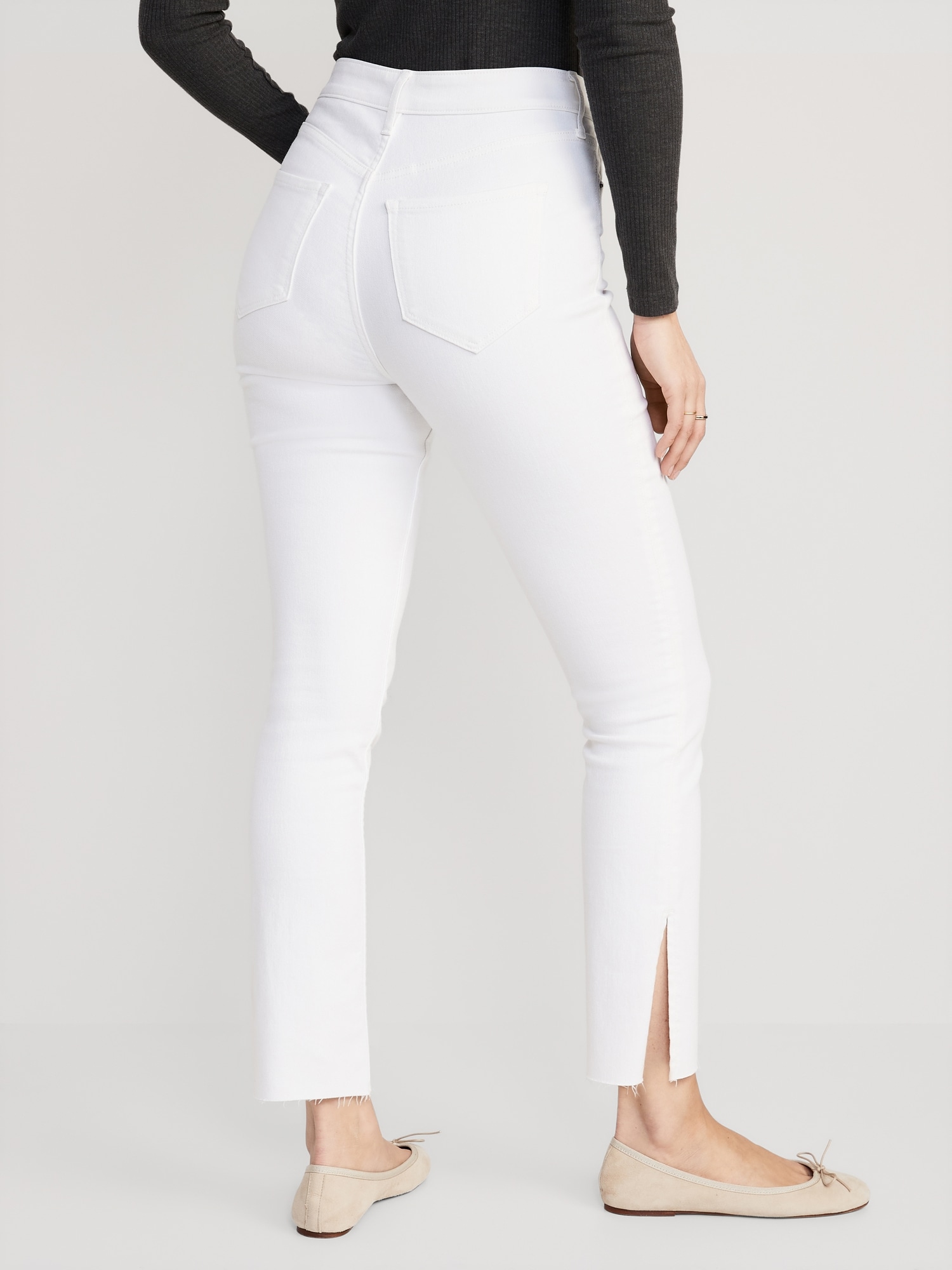 Extra High-Waisted Rockstar 360° Stretch Super-Skinny White Jeans for Women | Old Navy