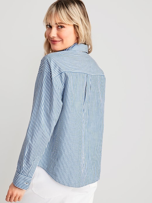 Image number 2 showing, Striped Cropped Utility Boyfriend Shirt