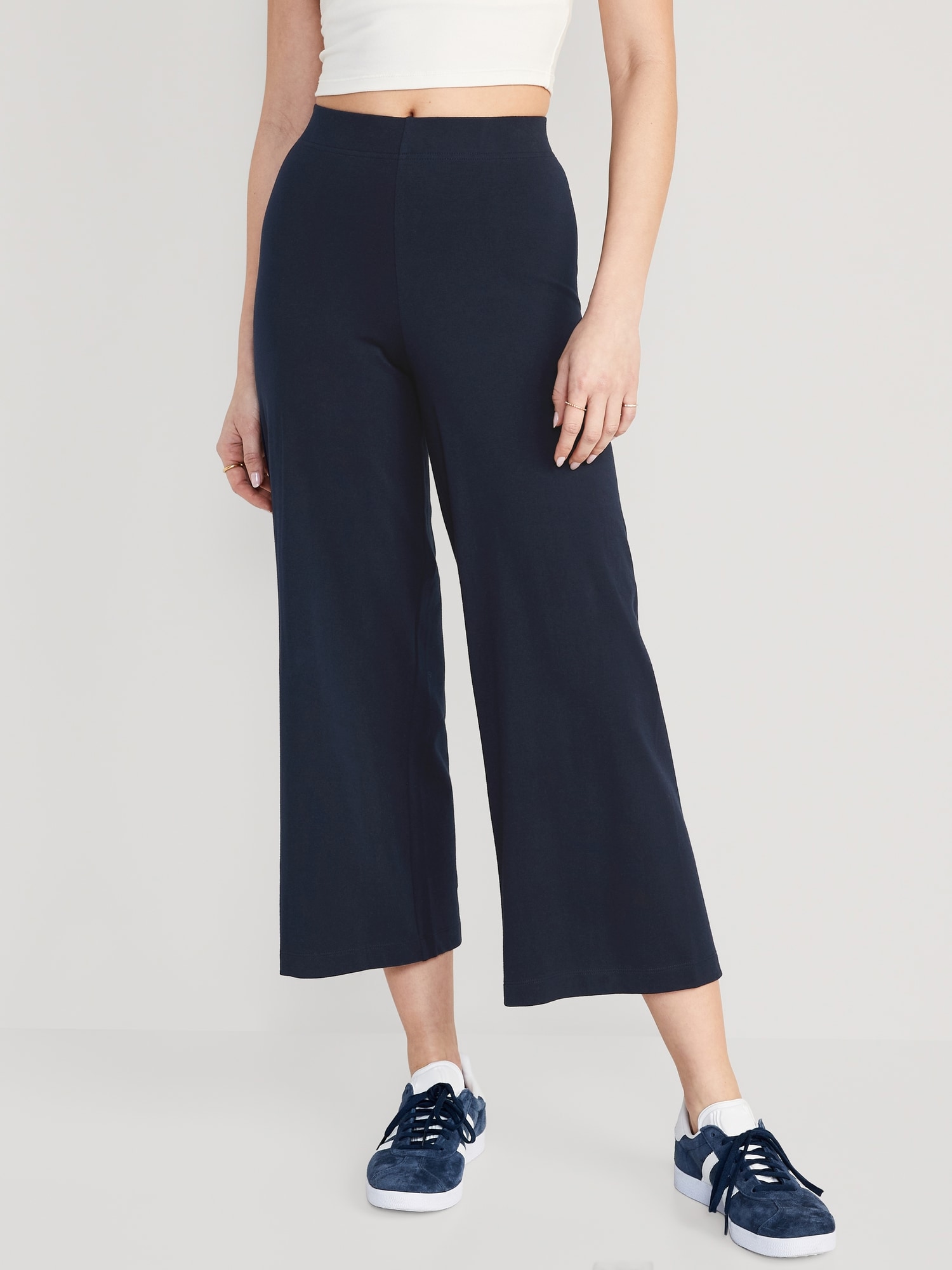 Old Navy High-Waisted Cropped Wide-Leg Leggings for Women blue. 1