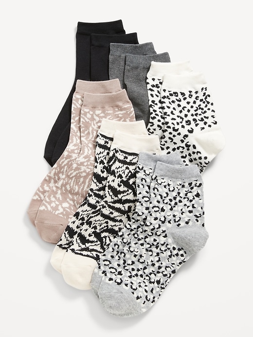View large product image 1 of 1. Patterned Quarter-Crew Socks 6-Pack for Women