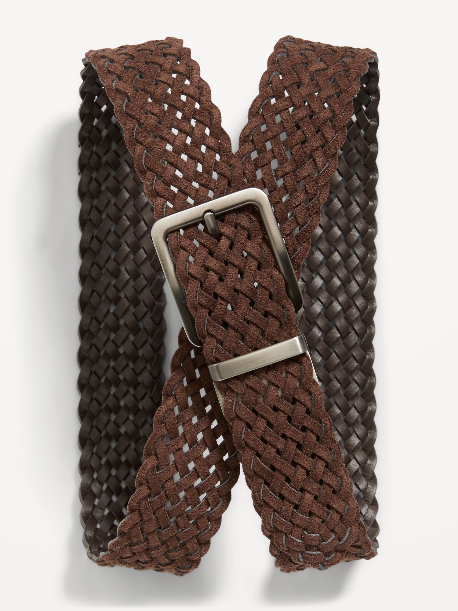 Stretch Leather Blend Braided Belt