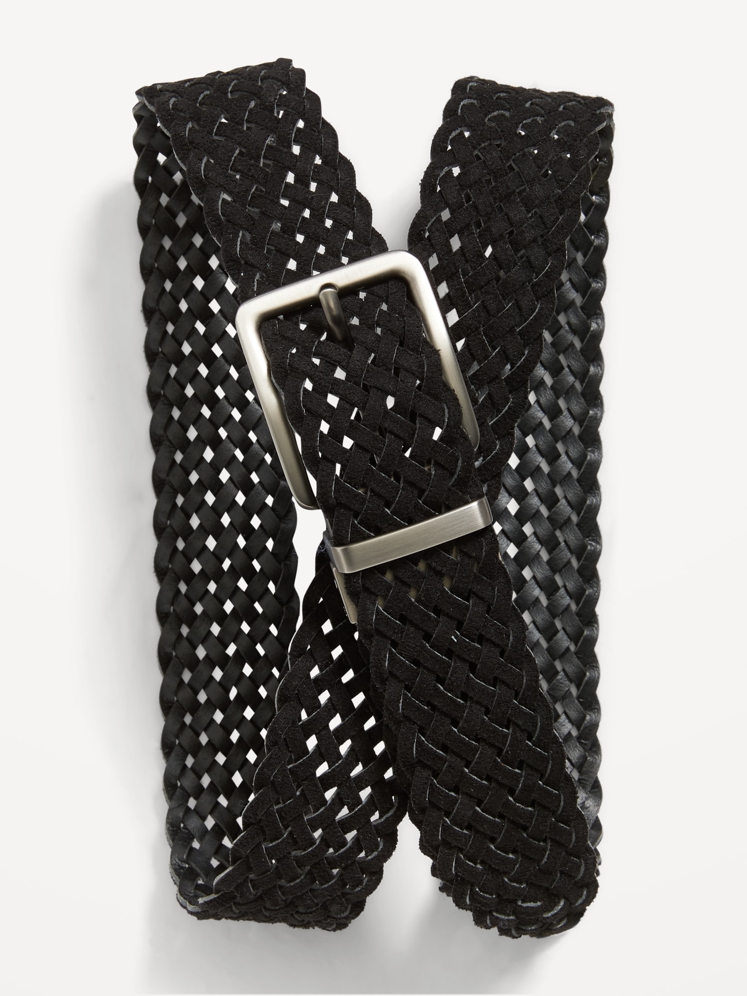 Old Navy Reversible Braided Faux-Leather Belt for Men black. 1
