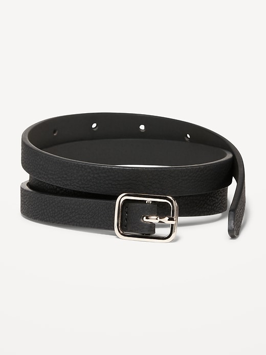 View large product image 1 of 1. Slim Faux Textured-Leather Belt for Women (0.75-inch)