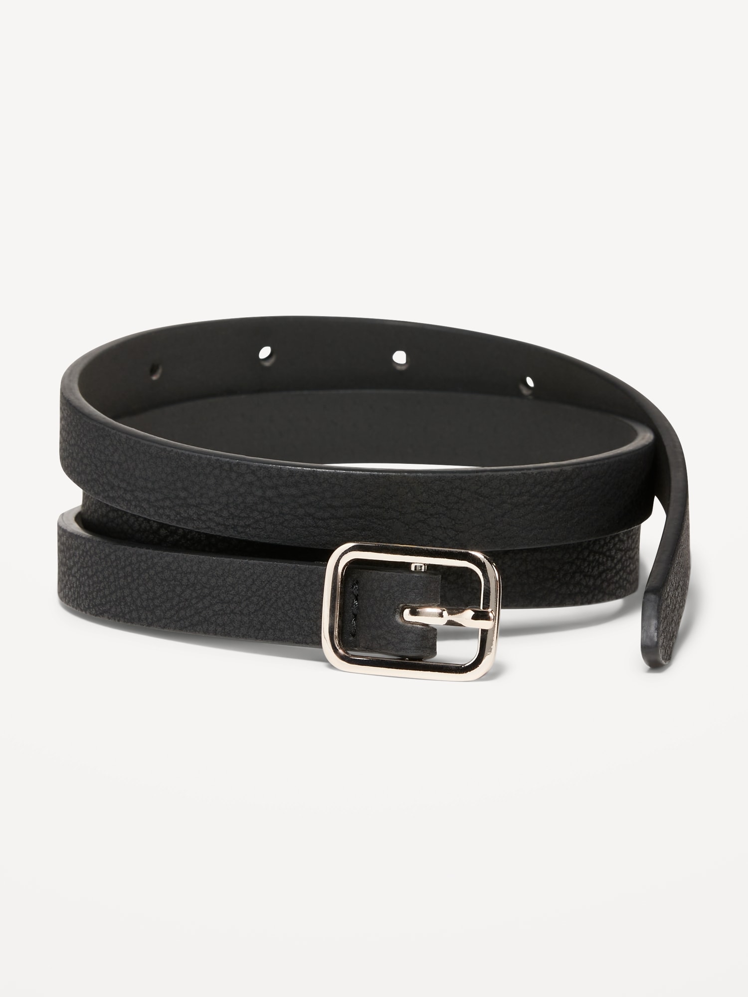 Old Navy Slim Faux Textured-Leather Belt for Women (0.75-inch) black. 1