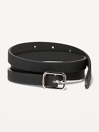 Image number 1 showing, Slim Faux Textured-Leather Belt for Women (0.75-inch)