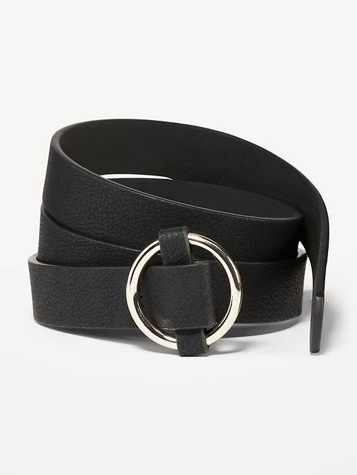 View large product image 1 of 1. Adjustable Faux Textured-Leather Belt for Women (1.5-inch)
