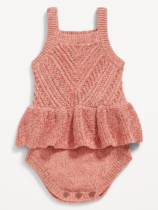 Sleeveless Sweater-Knit Peplum One-Piece Romper for Baby