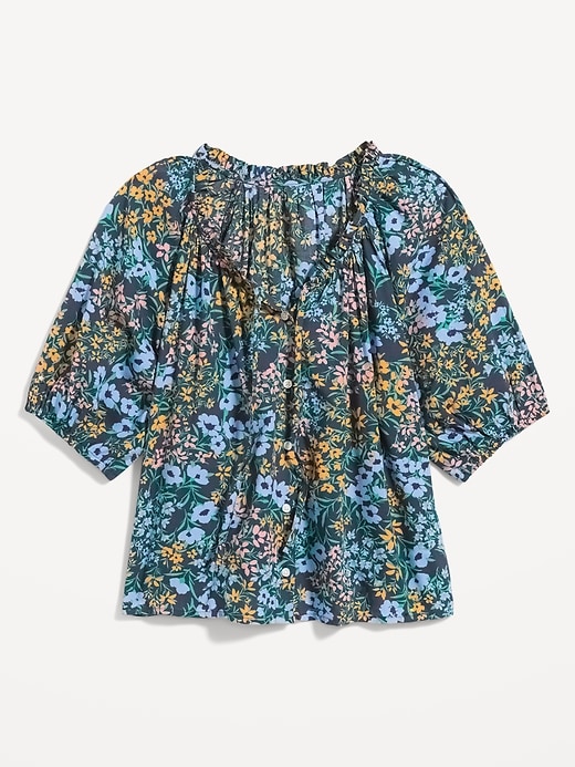 Image number 4 showing, Floral Elbow-Sleeve Pajama Swing Top