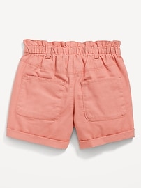 View large product image 4 of 4. High-Waisted Twill Tie-Front Utility Midi Shorts for Girls