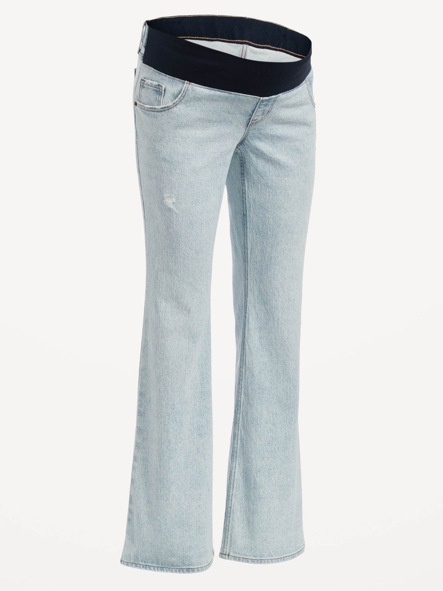 Maternity Front-Low Panel Distressed Flare Jeans | Old Navy
