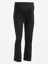 View large product image 4 of 4. Maternity Rollover-Waist Cropped Flare Jersey Leggings
