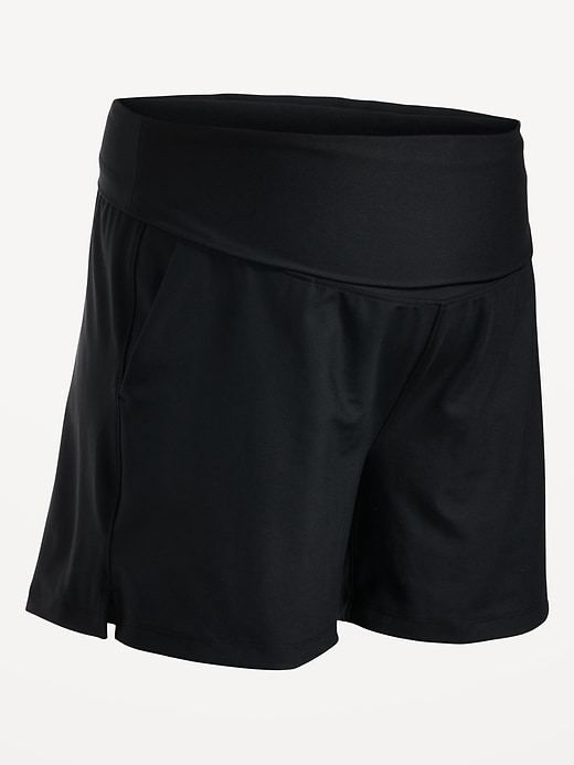 Image number 8 showing, Maternity Rollover-Waist PowerSoft Shorts -- 5-inch inseam