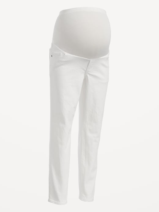 Image number 4 showing, Maternity Full Panel OG Straight White Jeans