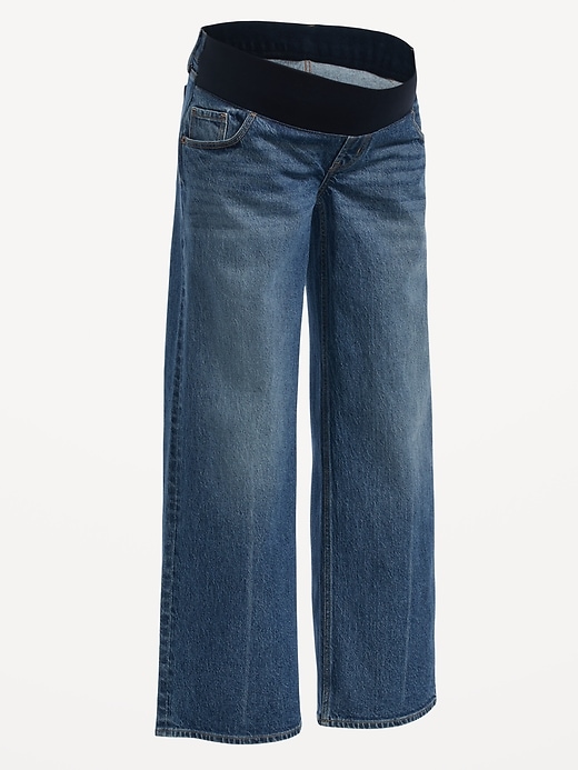 Image number 4 showing, Maternity Front-Low Panel Wide-Leg Jeans