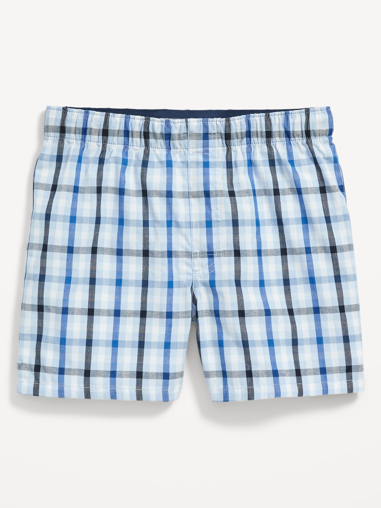Old Navy Cotton Poplin Gingham Boxer Shorts for Boys blue. 1