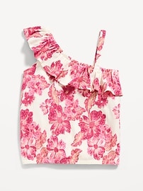 View large product image 3 of 4. Ruffled Puckered-Jacquard Knit One-Shoulder Top for Girls