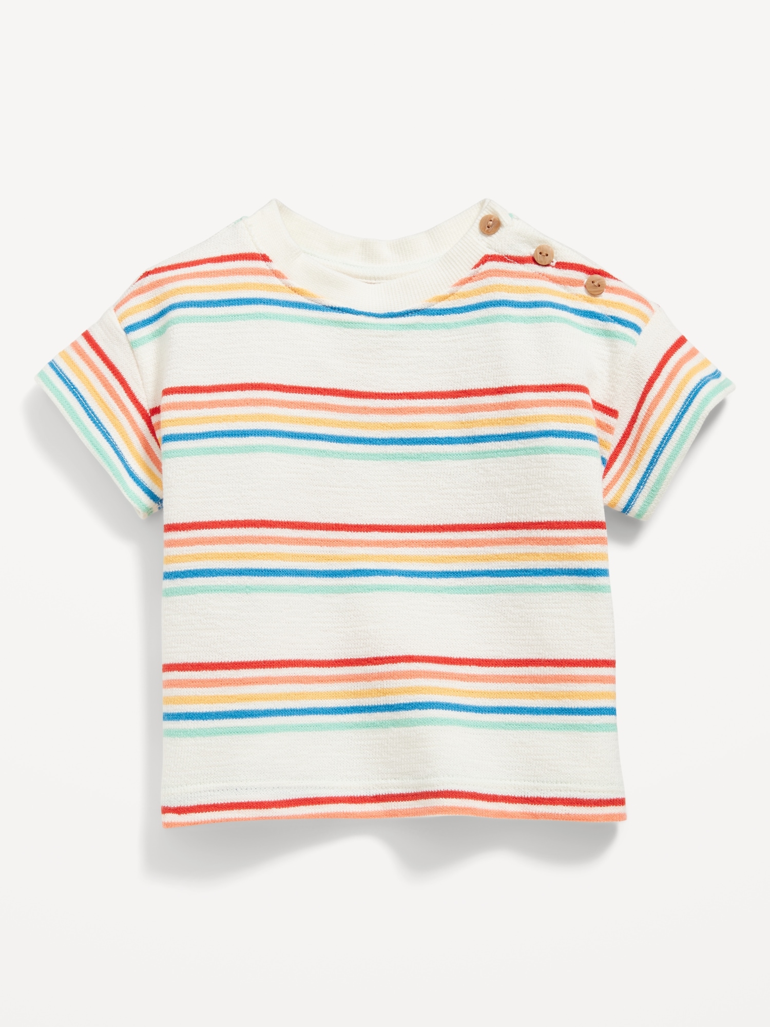 Old Navy Unisex Printed Buttoned-Shoulder Textured-Knit T-Shirt for Baby multi. 1