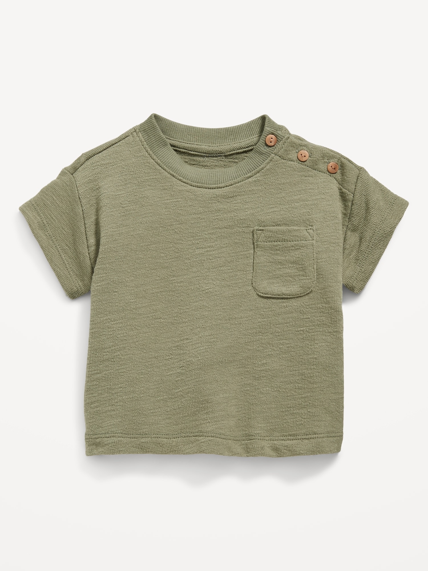 Old Navy Unisex Solid Buttoned Pocket Textured-Knit T-Shirt for Baby brown. 1