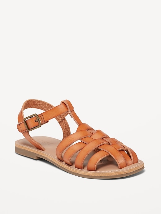 View large product image 1 of 4. Faux-Leather Fisherman Sandals for Toddler Girls