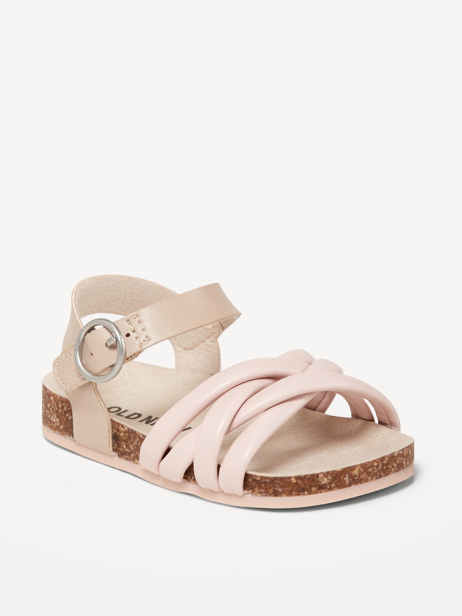 Old Navy Strappy Faux-Leather Puff Sandals for Baby pink. 1