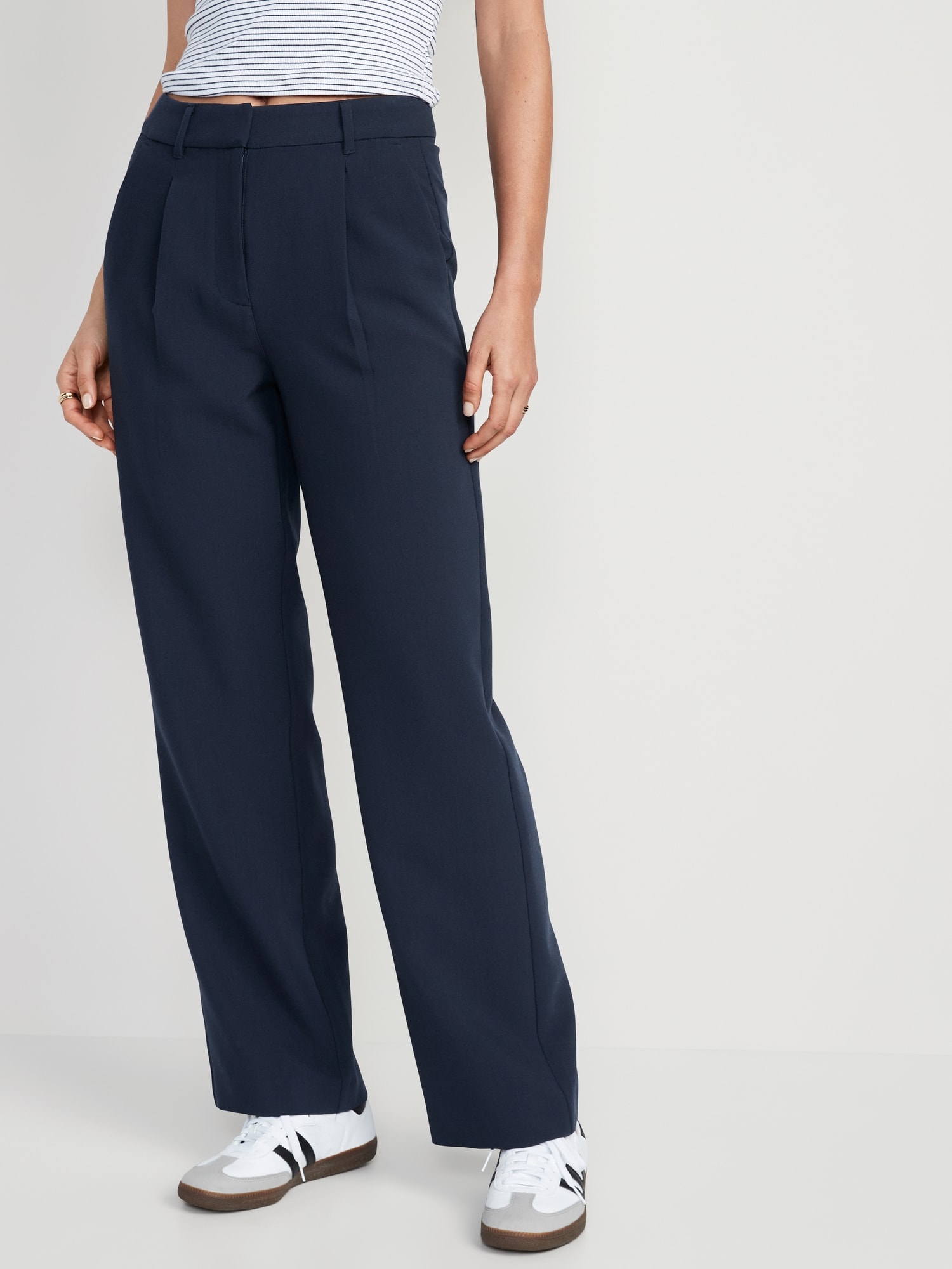 Neutral Pressed-front wide-leg suit trousers | Lardini | MATCHES UK