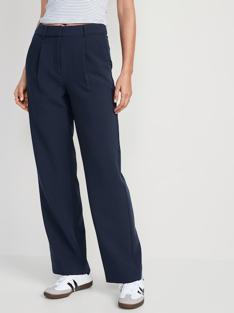 Extra High-Waisted Taylor Wide-Leg Trouser Pants - In The Navy