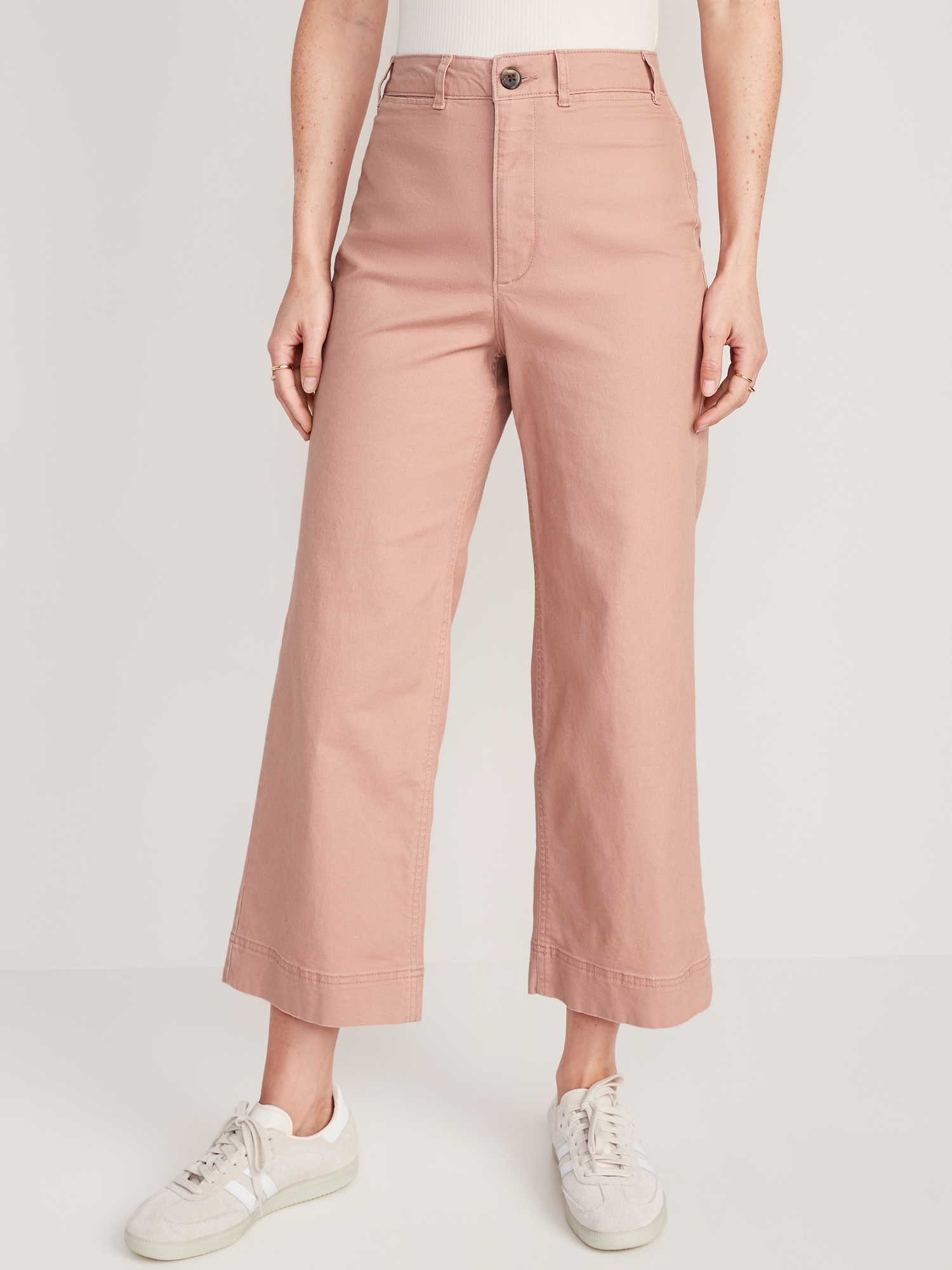Old Navy High-Waisted Wide-Leg Cropped Chino Pants for Women pink. 1