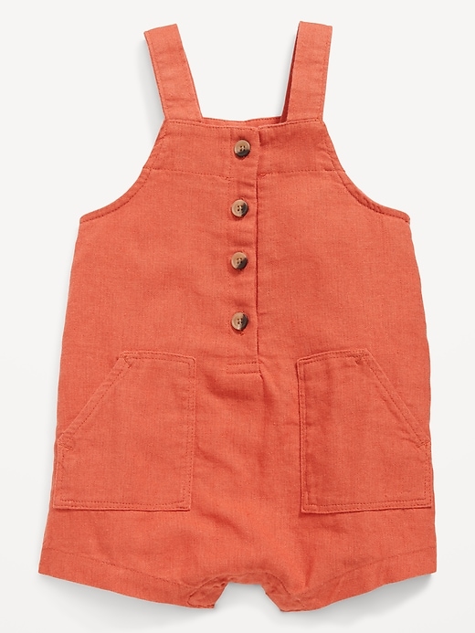 View large product image 1 of 2. Unisex Linen-Blend Sleeveless Short One-Piece for Baby