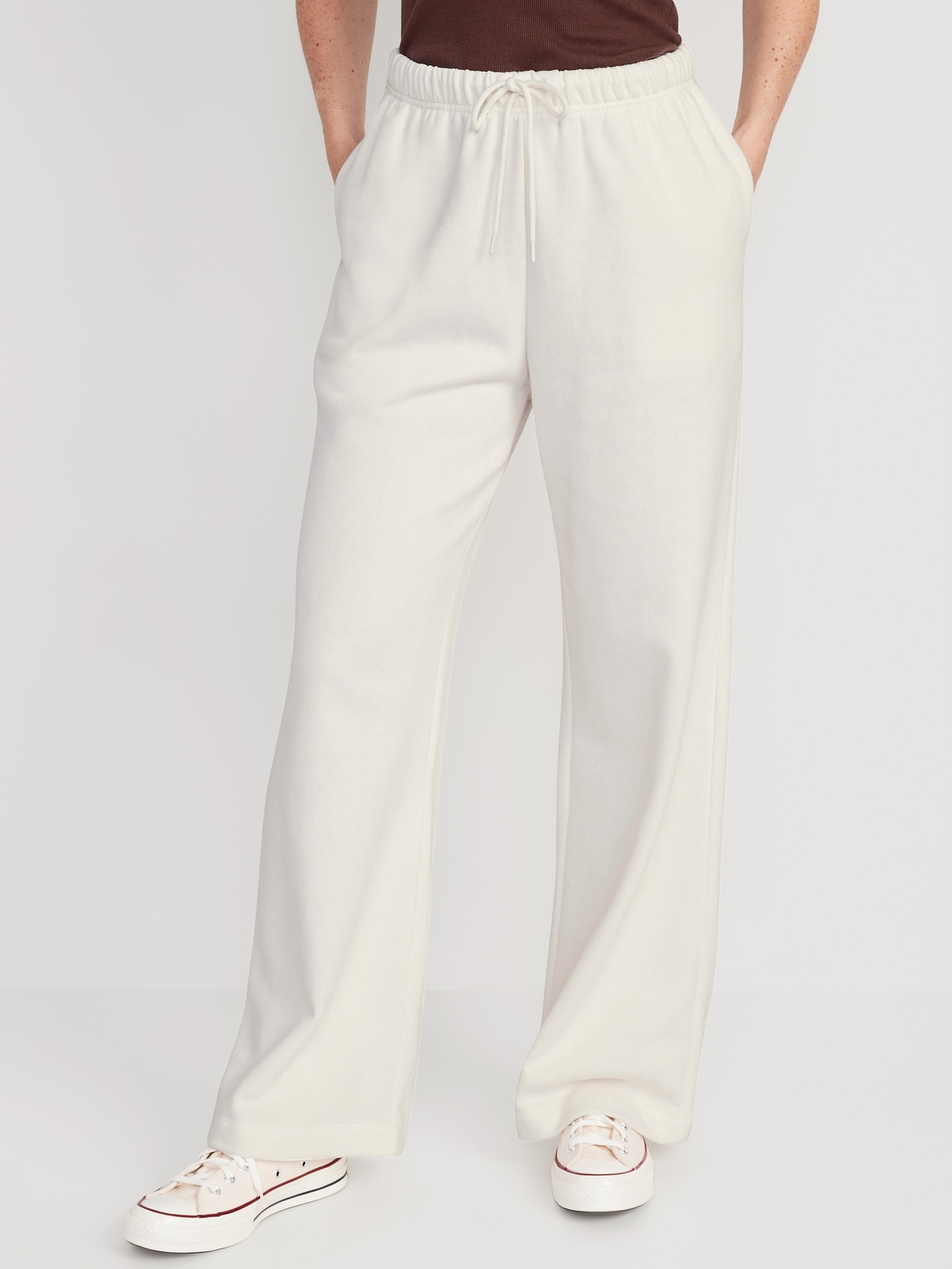 Old Navy Extra High-Waisted Vintage Straight Lounge Sweatpants for Women white. 1