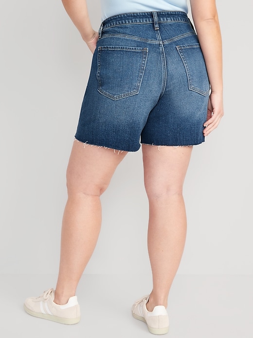 Image number 6 showing, Curvy High-Waisted OG Straight Cut-Off Jean Shorts -- 5-inch inseam