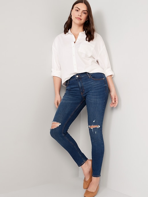 Image number 3 showing, Mid-Rise Rockstar Super-Skinny Distressed Jeans for Women