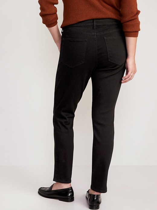 Image number 6 showing, Mid-Rise Power Slim Straight Black Jeans
