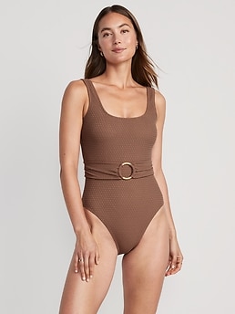 Belted Crochet One-Piece Swimsuit | Old Navy