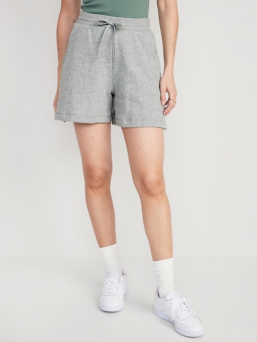 Image number 1 showing, High-Waisted Lounge Sweat Shorts -- 5-inch inseam