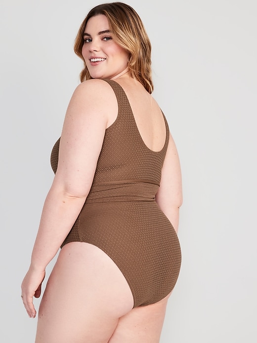 Image number 8 showing, Belted Crochet One-Piece Swimsuit